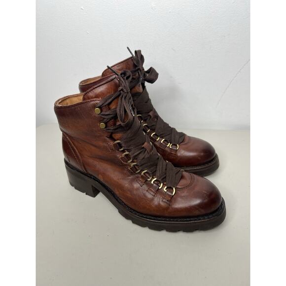 Frye Shoes - Frye Alta Hiker Boots Brown Leather Lace Up Women’s Size 8.5
